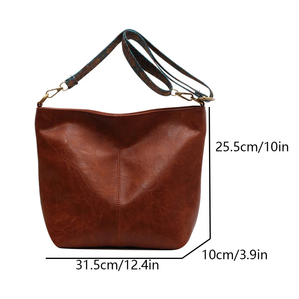 Stijlvolle Bruine Handtas met Brede Schouderband – Ruim & Elegant