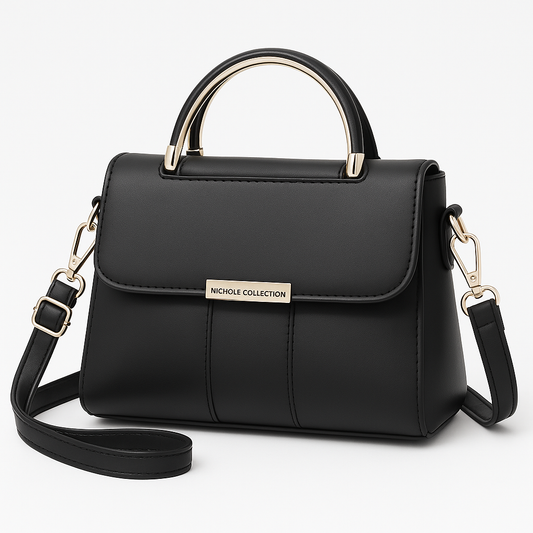 Elegante Crossbody Handtas Dames –  Vegan Leer met Goudkleurige Details