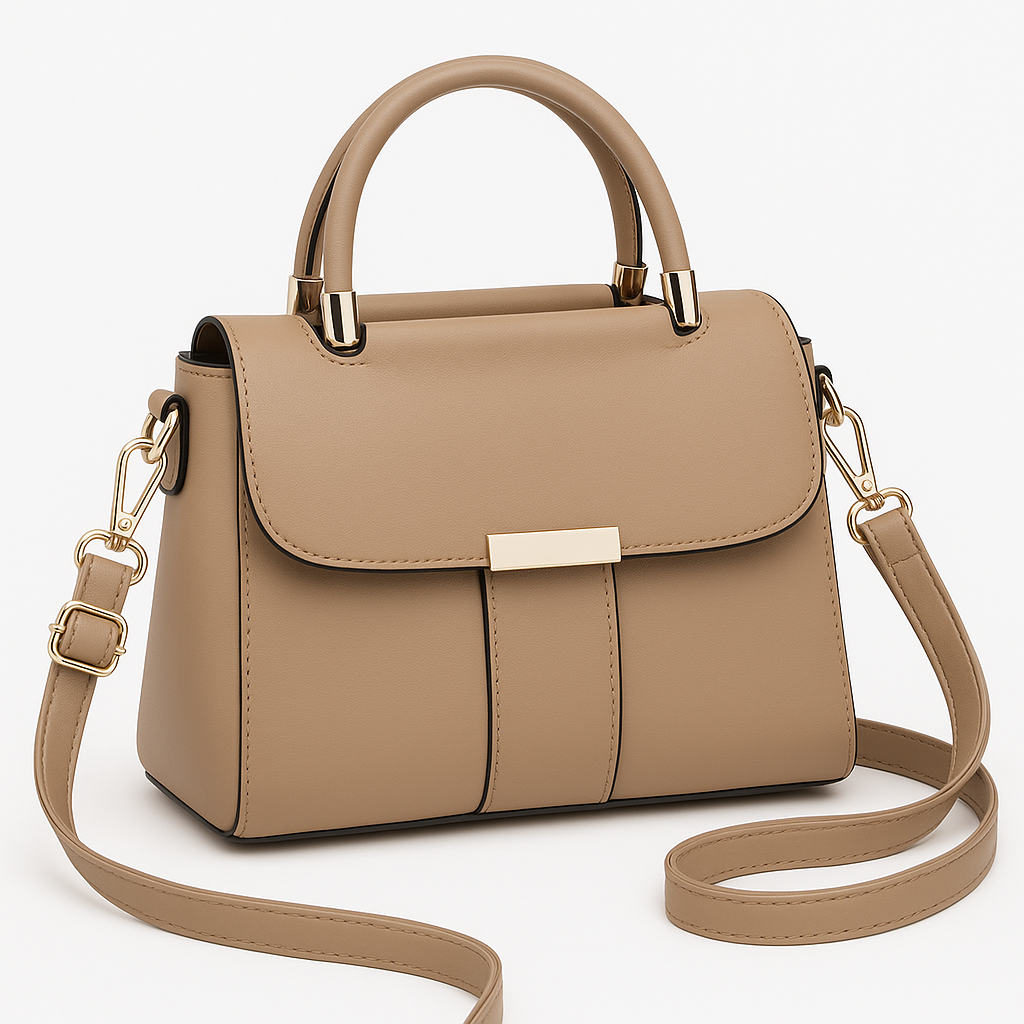 Elegante Crossbody Handtas Dames –  Vegan Leer met Goudkleurige Details