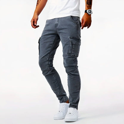 Heren Cargo Jeans – Slim Tapered Fit Stretch Denim met Zijzakken