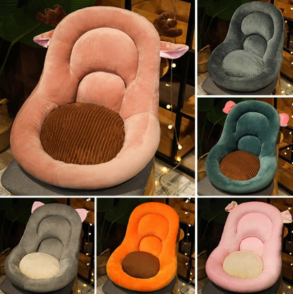 Pluche Stoelkussen met Dierendesign – Ergonomisch Zitkussen met Rugsteun – Verschillende Kleuren