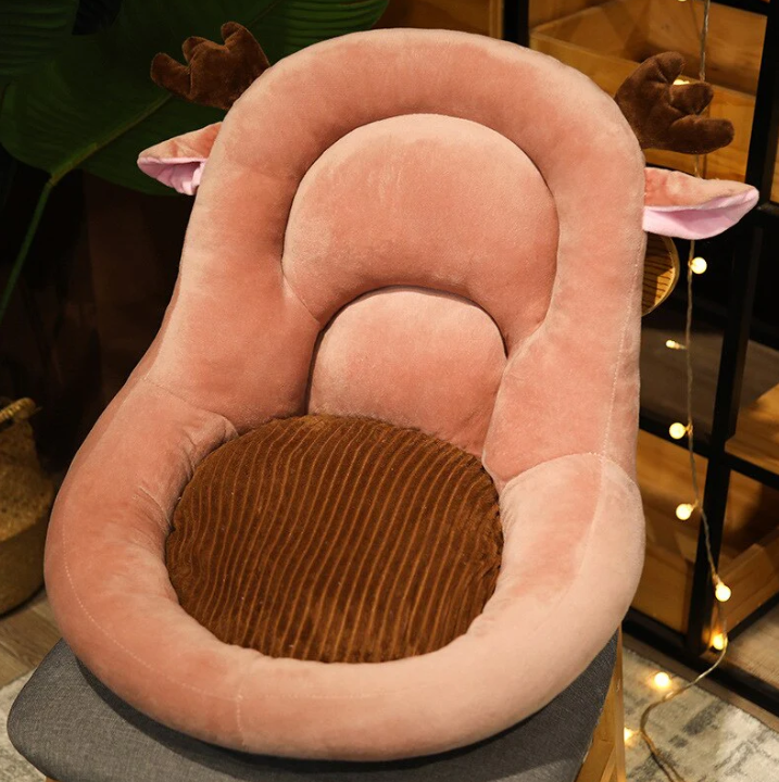 Pluche Stoelkussen met Dierendesign – Ergonomisch Zitkussen met Rugsteun – Verschillende Kleuren