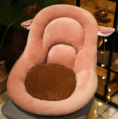 Pluche Stoelkussen met Dierendesign – Ergonomisch Zitkussen met Rugsteun – Verschillende Kleuren