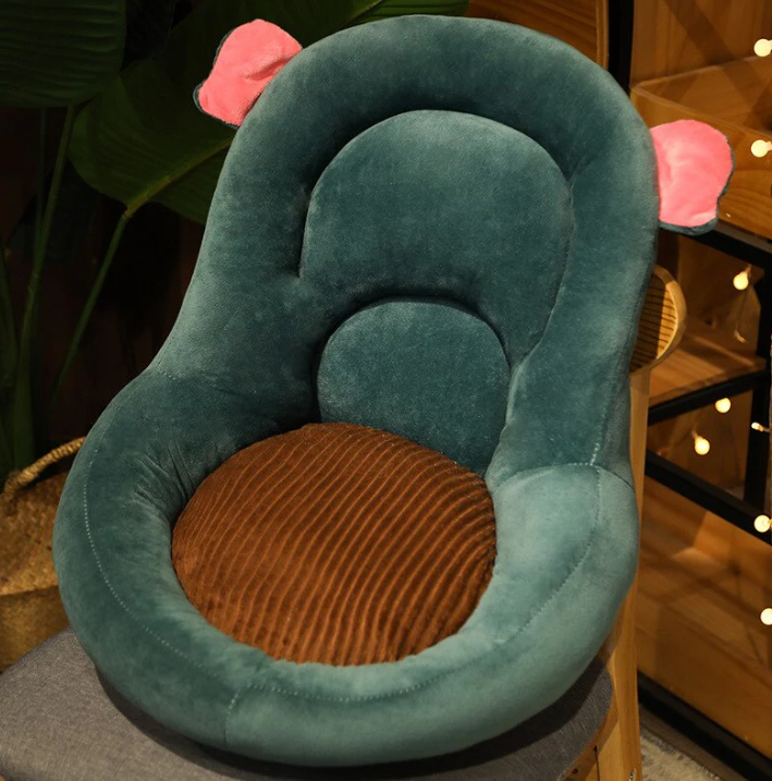 Pluche Stoelkussen met Dierendesign – Ergonomisch Zitkussen met Rugsteun – Verschillende Kleuren