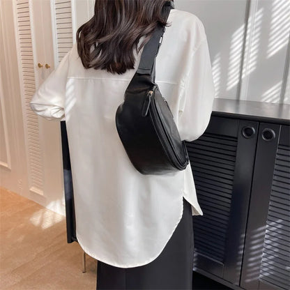 Zwarte Leren Heuptas & Crossbody – Minimalistische Fanny Pack met Rits – Streetstyle & Everyday