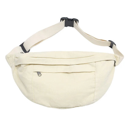 Unisex Canvas Heuptas XL – Ruime Crossbody Tas met Verstelbare Band