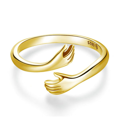 Kus en Knuffel Ring – Verstelbare Liefdesring met Symbolische Omhelzing
