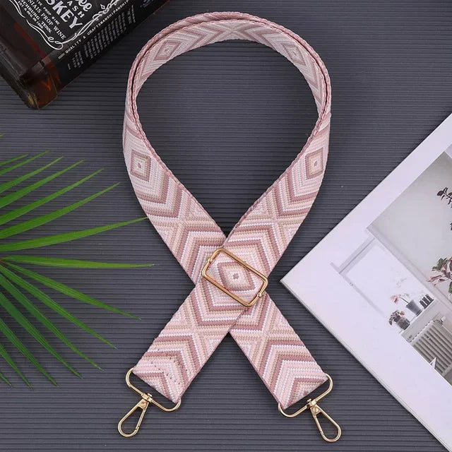 Schouderband voor Handtassen – Verstelbaar & Duurzaam – Zwart Wit Geometrisch Design