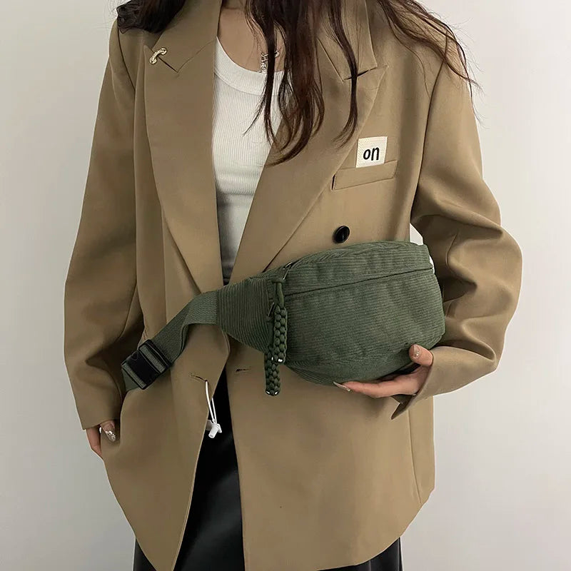 Groene Corduroy Crossbody Tas – Trendy, Praktisch & Comfortabel