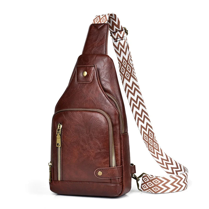 Vintage Crossbody Sling Bag – Schoudertas met Brede Strap & Meerdere Vakken