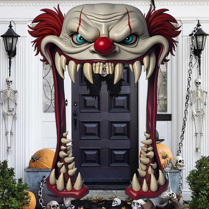 Halloween Clown Deurdecoratie – Enge Horror Clown Versiering voor Feest & Tuin
