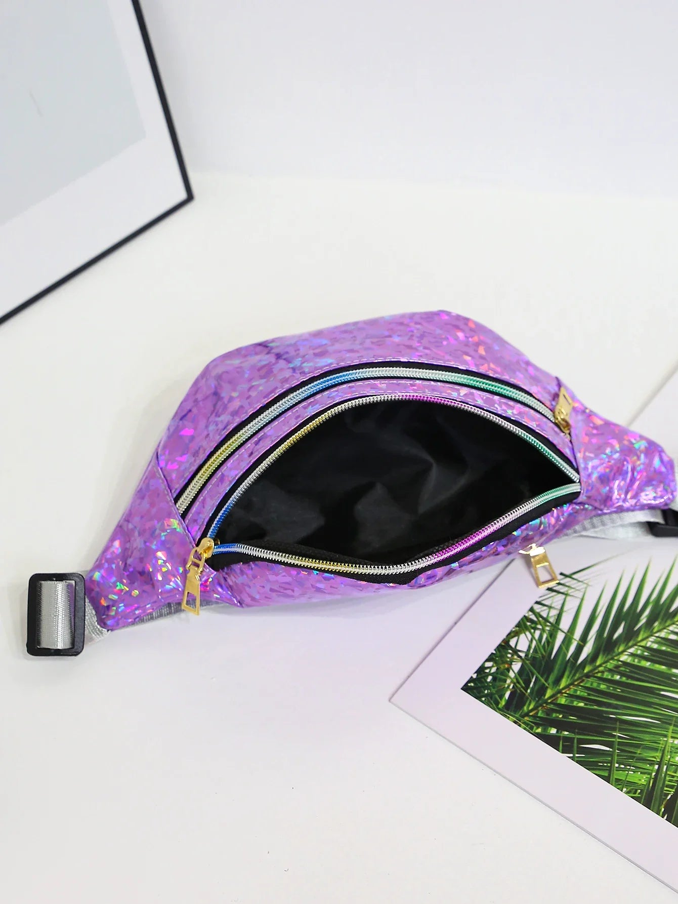 Holografische Heuptas & Crossbody – Glanzende Fanny Pack met Ritssluiting – Festival & Streetstyle