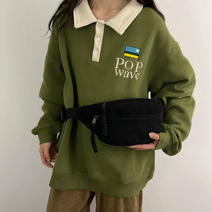 Zwarte Corduroy Crossbody Tas – Minimalistisch, Duurzaam & Comfortabel
