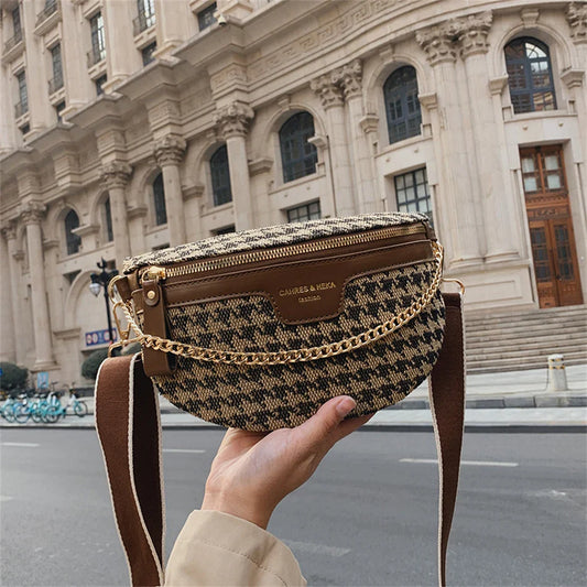 Pied-de-Poule Heuptas & Crossbody – Trendy Fanny Pack met Ruitpatroon – Chic & Praktisch
