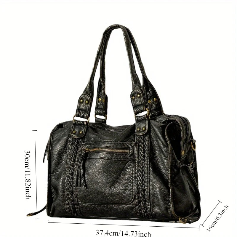 Zwarte Leren Handtas – Stoer & Stijlvol