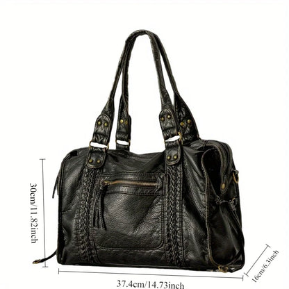 Zwarte Leren Handtas – Stoer & Stijlvol