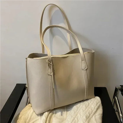 Leren Tote Bag Dames – Grote PU Leren Schoudertas | Vintage Handtas voor Werk en Dagelijks Gebruik