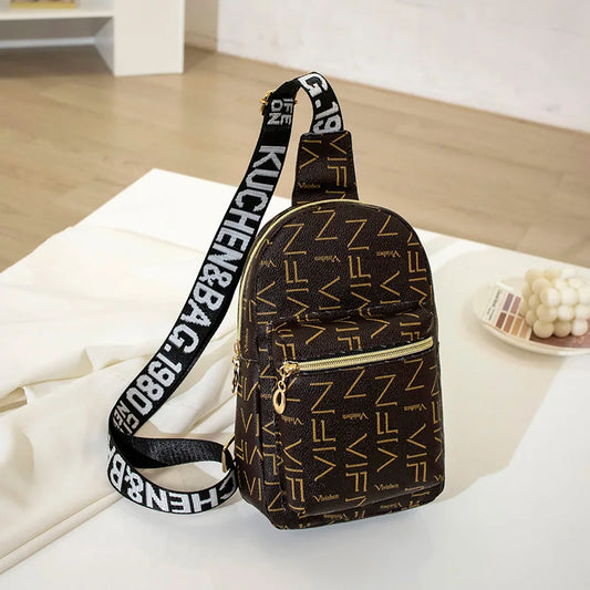 Streetstyle Mini Rugtas & Crossbody – Trendy Schoudertas met Print & Ritssluiting – Compact & Praktisch
