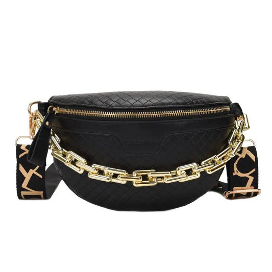 Stijlvolle Crossbody Heuptas – Schoudertas met Goudkleurige Ketting & Verstelbare Band