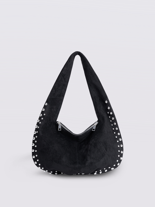 Liorra Vegan Leren Schoudertas Zwart met Studs – Stoer & Stijlvol