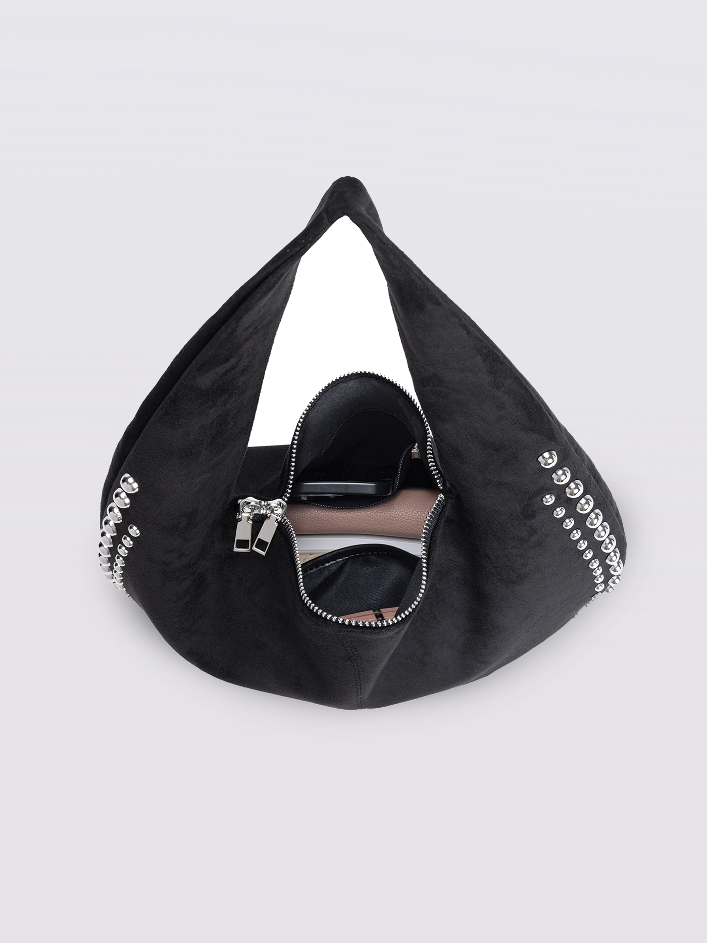 Liorra Vegan Leren Schoudertas Zwart met Studs – Stoer & Stijlvol