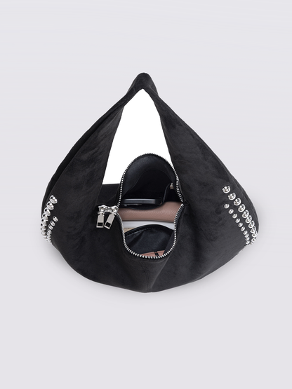 Liorra Vegan Leren Schoudertas Zwart met Studs – Stoer & Stijlvol