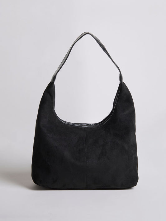 Zwarte Suède Schoudertas – Minimalistisch & Ruim Design