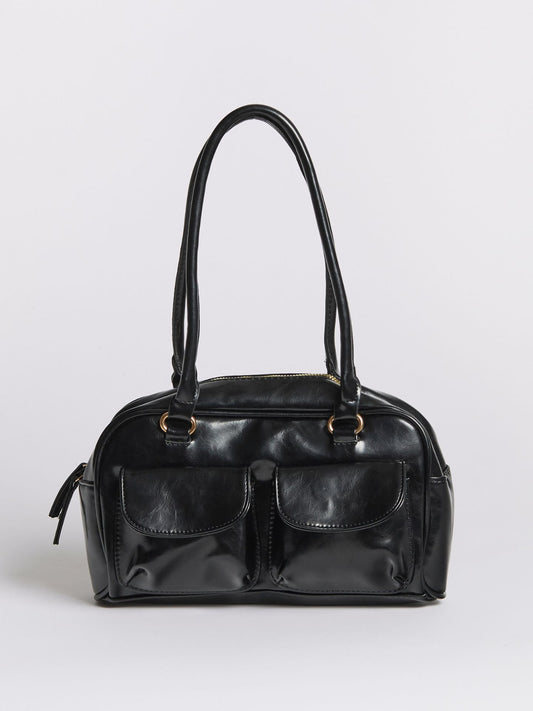 Liorra Vegan Leren Handtas Zwart met Dubbele Vakken – Elegant & Functioneel