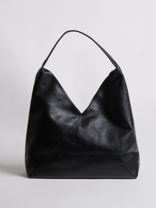 Liorra Vegan Leren Hobo Schoudertas Zwart – Ruim & Tijdloos