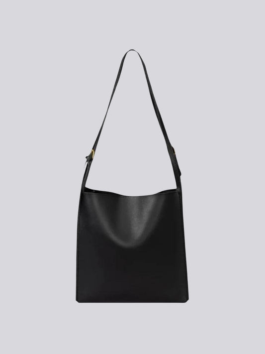 Minimalistische Leren Schoudertas – Zwart & Bruin – Ruime & Stijlvolle Dames Handtas