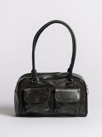 Luxe Vintage Schoudertas met Voorvakken – Vegan Leer & Tijdloos Design
