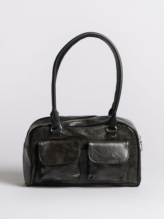 Luxe Vintage Schoudertas met Voorvakken – Vegan Leer & Tijdloos Design