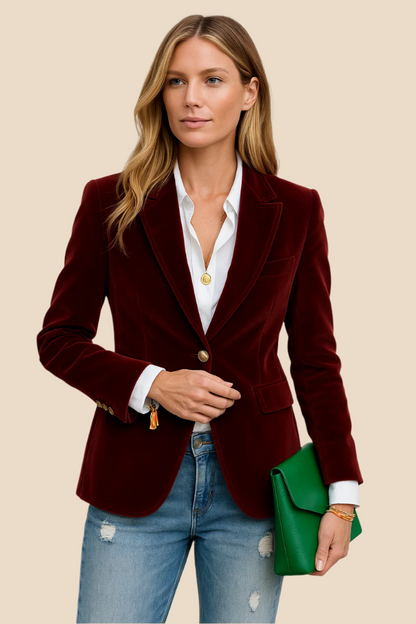 Delilah Velvet Blazer Dames | Luxe Fluwelen Blazer met Gouden Knopen | Elegant & Tijdloos
