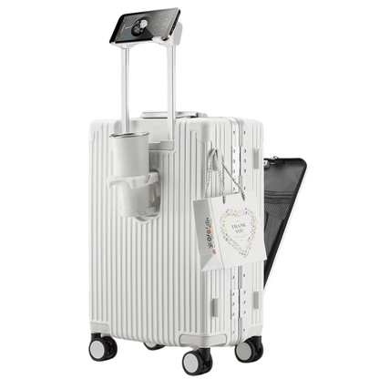 Slimme Handbagage Koffer – Harde Trolley met 360° Wieltjes & Extra Opbergvakken