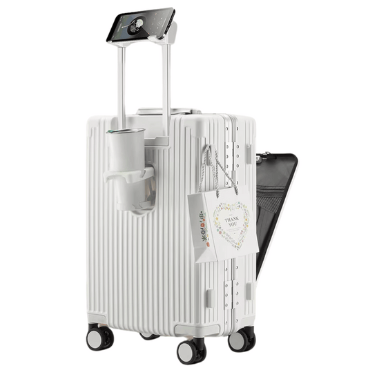 Slimme Handbagage Koffer – Harde Trolley met 360° Wieltjes & Extra Opbergvakken