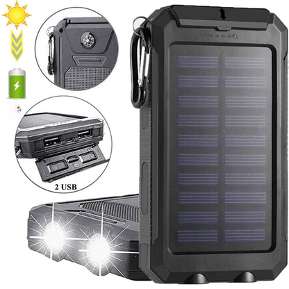 Solar Powerbank – 20.000mAh Draagbare Oplader met Zonnepaneel & LED Lamp