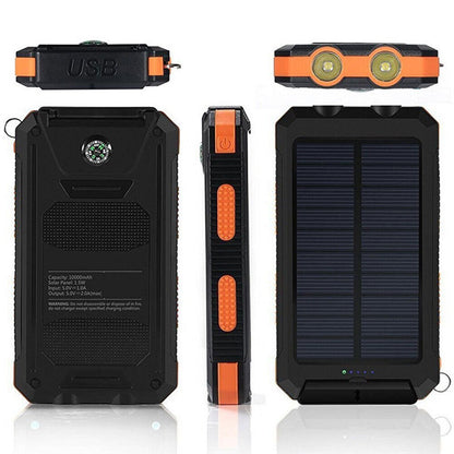 Solar Powerbank – 20.000mAh Draagbare Oplader met Zonnepaneel & LED Lamp