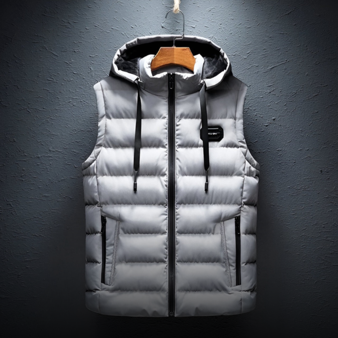 Heren Bodywarmer met Capuchon – Gewatteerde Mouwloze Jas