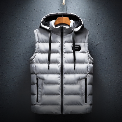 Heren Bodywarmer met Capuchon – Gewatteerde Mouwloze Jas