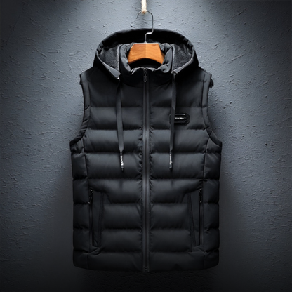 Heren Bodywarmer met Capuchon – Gewatteerde Mouwloze Jas