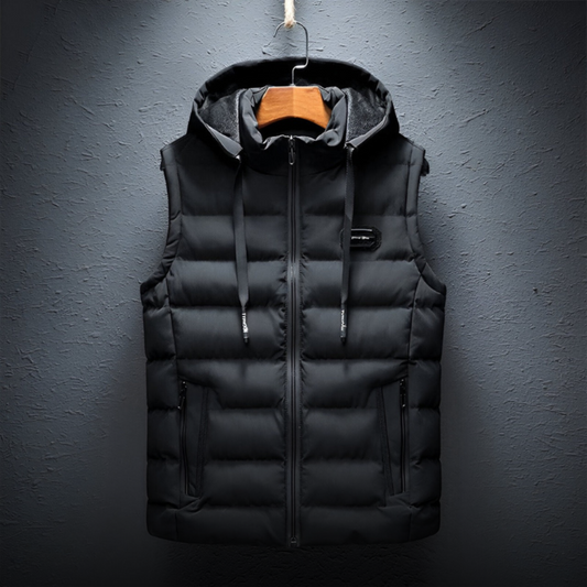 Heren Bodywarmer met Capuchon – Gewatteerde Mouwloze Jas