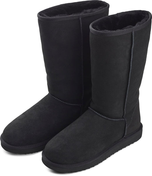 Dames Hoge Laarzen – Warme Suède Boots met Echt Schapenvacht