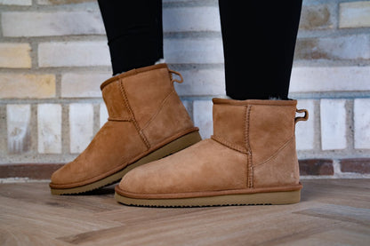 Dames Mini Boots – Warme Suède Laarzen met Echt Schapenvacht