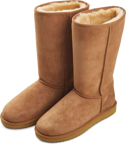 Dames Hoge Laarzen – Warme Suède Boots met Echt Schapenvacht