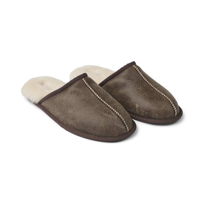 Heren Schapenvacht Pantoffels – Warme Leren Huisschoenen met Stevige Zool