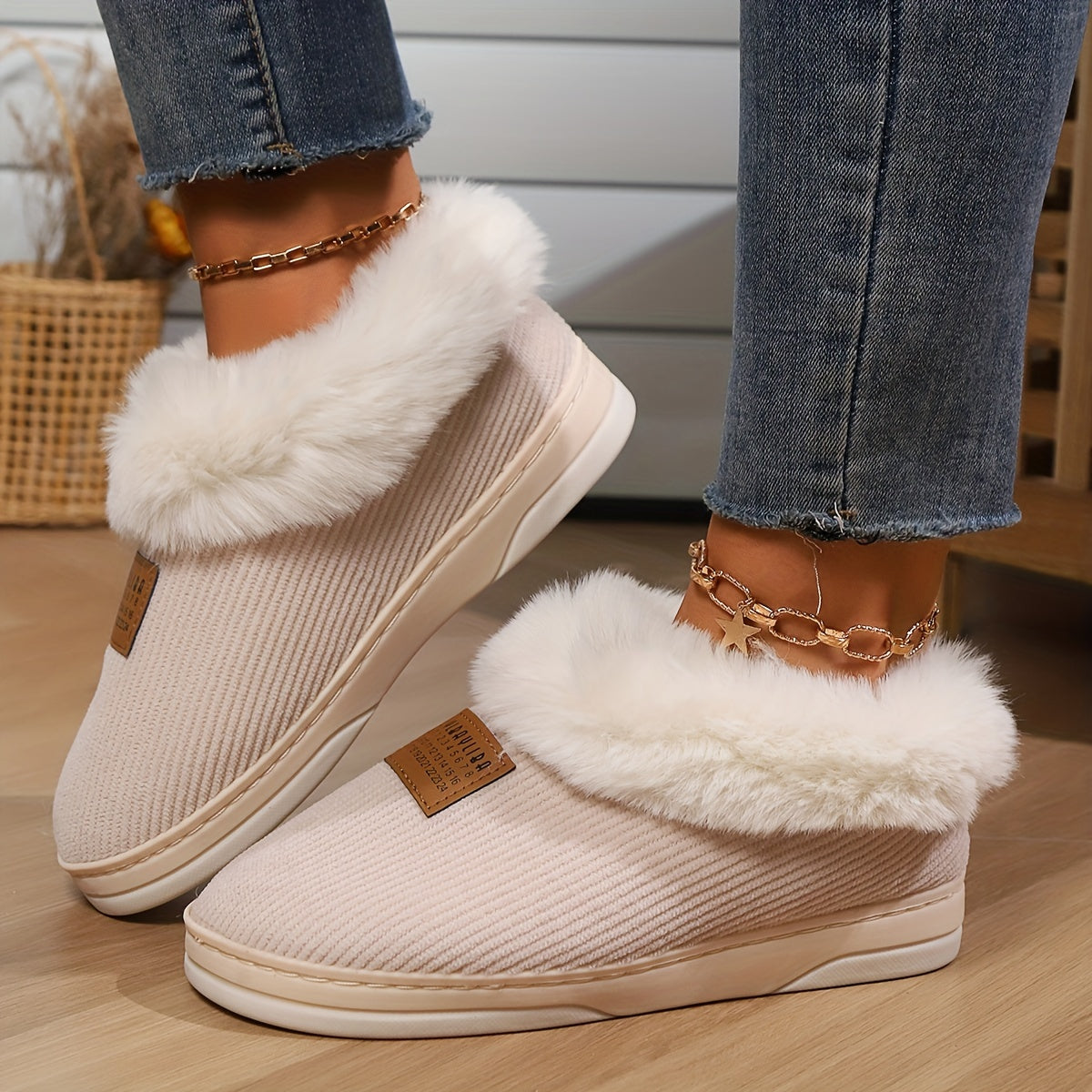 Warme Dames Pantoffels met Bont – Comfortabele Winter Slippers voor Binnen