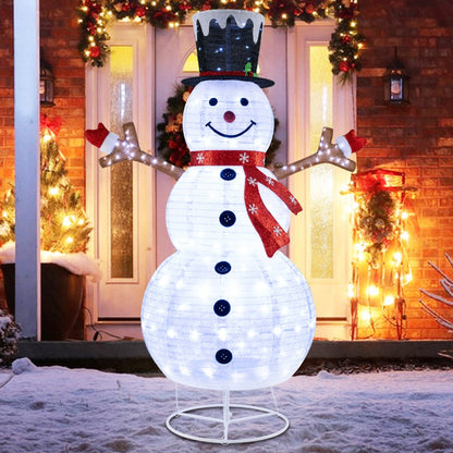 Verlichte kerst sneeuwpop 180 cm met 180 LED’s – buiten & binnen decoratie