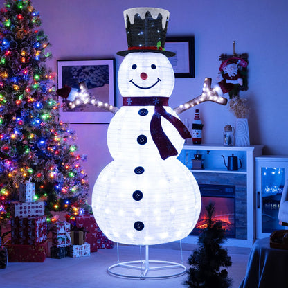 Verlichte kerst sneeuwpop 180 cm met 180 LED’s – buiten & binnen decoratie