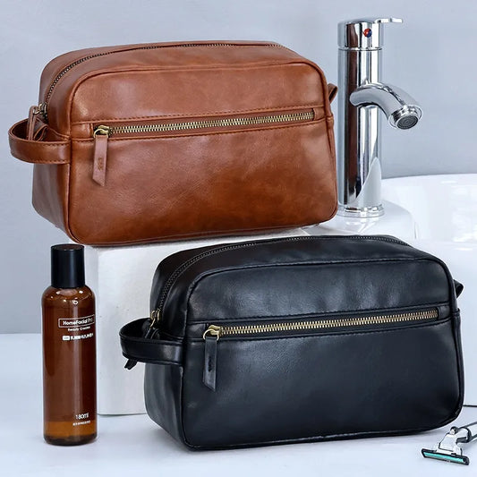 Luxe Leren Toilettas – Waterdicht & Compact Ontwerp