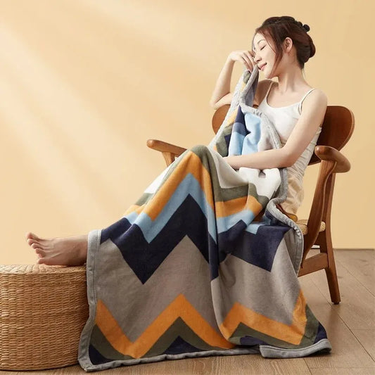 Zachte Fleece Deken – Warme Plaid met Modern Patroon voor Bank & Bed